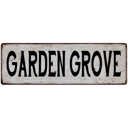 Garden Grove Vintage Look Rustic Metal City State Sign 6 X 18 High