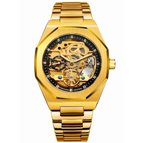 Luxury Mens Mechanical Watch Automatic Selfwind AUTO Watches Waterproof Gold Stainless Steel Business Sports Male Wristwatch