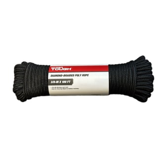 Hyper Tough 5/16” Diamond Braided Polypropylene Rope 50 Feet Black