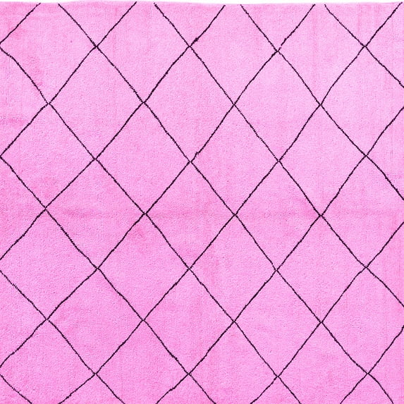 Ahgly Company Indoor Square Solid Pink Modern Area Rugs, 3' Square