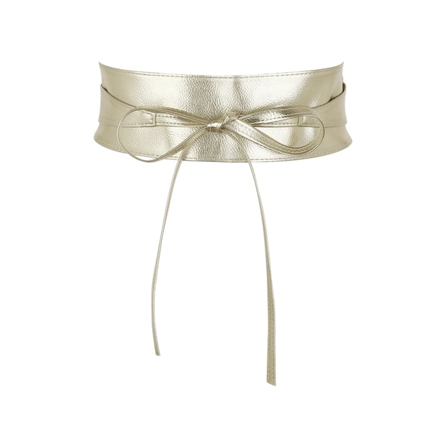 Cinturón Obi de Cuero Sintético para Mujeres Inspire Chic para Vestido de Noche Color Dorado Claro Talla Única