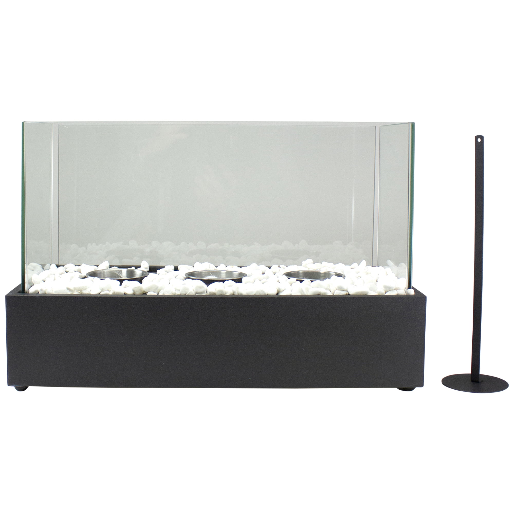 Northlight Bio Ethanol Ventless Portable Triple Fireplace with Flame Guard - 17.75" - Black