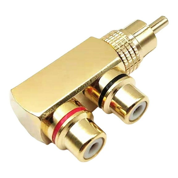 RCA Splitter Adapter. AV Splitter Plug Hard Assembly Right Angle Plug. copper material gold Plated Converter. RCA Audio Video Splitter Connector