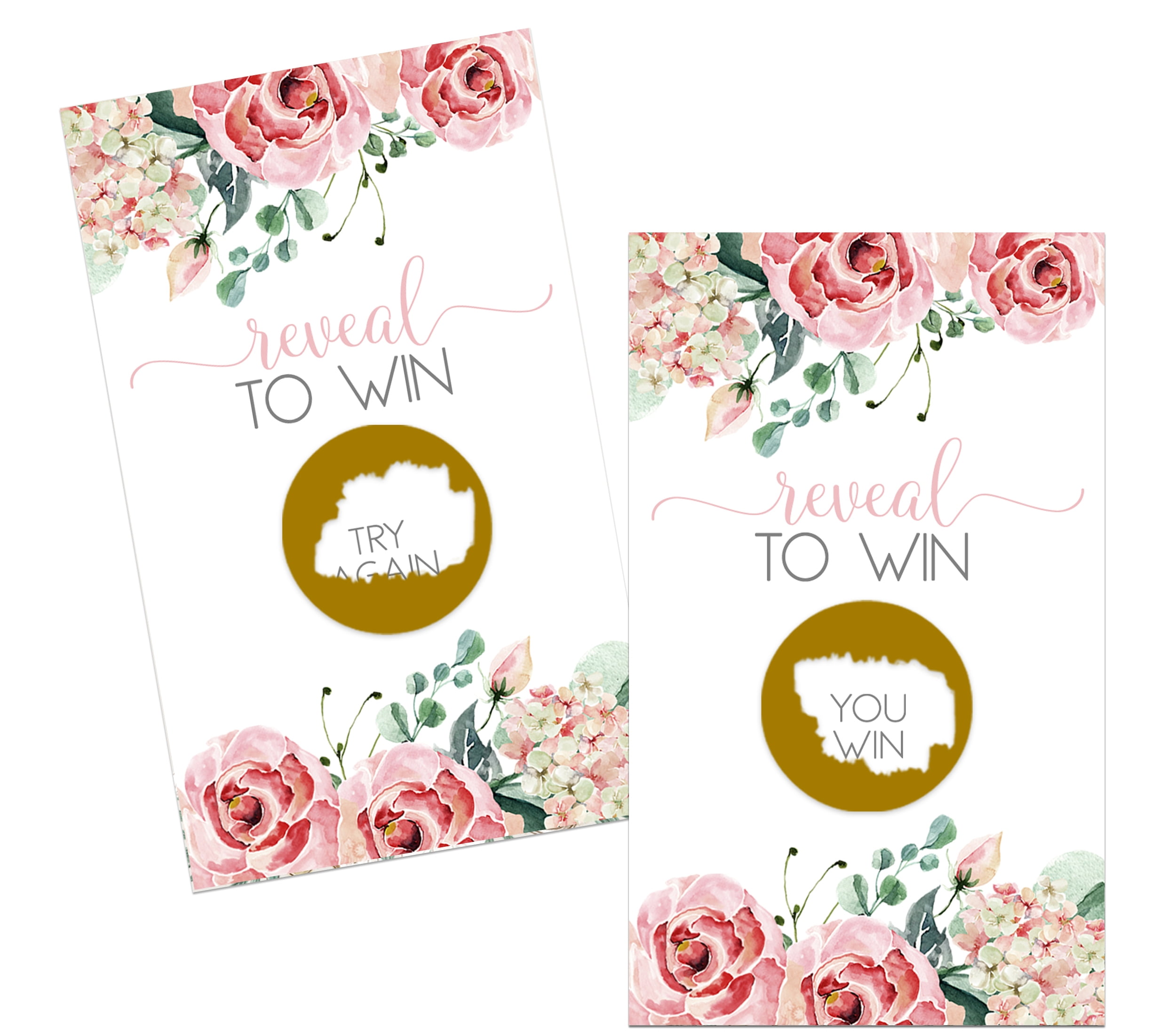 Charming Scratch Off Cards 30 Pack Bridal Shower Games Girls Baby Shower - Pink Floral Favors - Wedding Raffle Prize Tickets Graduation - Paper Clever Party