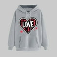 thumbnail image 2 of YOIAVAIOY Valentine Gift Graphic Hoodie for Women Printed Drop Shoulder Hooded Fleece Sweatshirt Winter Warm Casual Cute Pullover Gray XL, 2 of 6