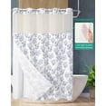 thumbnail image 2 of No Hook Shower Curtain with Snap in Liner, Plant Hand-painted Watercolor Illustration Blue Hotel Shower Curtains for Bathroom, Washable Shower Curtain Liner Set with Mesh Top Window, 72”x78”, 2 of 6
