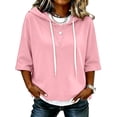 thumbnail image 5 of TZZQ 3/4 Sleeve Hoodie Sweatshirts for Women Drawstring Hood Oversized Pullover Sweatshirt Comfort Plain Long Sleeve Pullover Tops Plus Size Cute Basic Lightweight Hoodie Sweatshirts Pink Xxl, 5 of 7