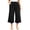 Black, variant on Women's Wide Leg Capri Pants Lightweight Casual Elastic High Waisted Palazzo Capris Summer Flowy Beach Lounge Cropped Trousers with Pockets