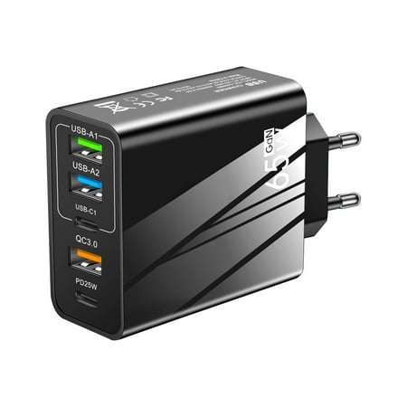 2-color USB and Type-C multi-port 65W fast charger compatible with US UK and EU standards suitable for charging most devices