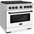 thumbnail image 3 of ZLINE Autograph Edition 36 in. 5.2 cu. ft. 6 Burner Gas Range with Convection Gas Oven in Stainless Steel with White Matte Door and Matte Black Accents (SGRZ-WM-36-MB), 3 of 7