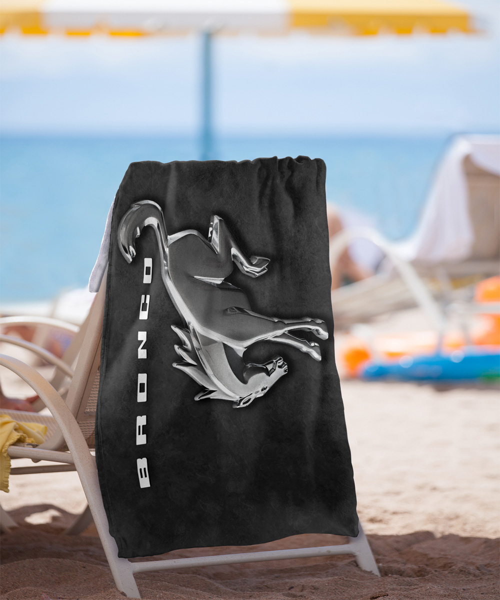 Ford Beach Towel, 30'x60' New Bronco Headlights Beach Towel