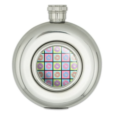 

Retro Cute Yummy Donuts Pattern Round Stainless Steel 5oz Hip Drink Flask