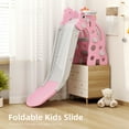 thumbnail image 6 of KORIMEFA Toddler Slide Indoor Slide for Toddlers Age 1-3 Kids Indoor Outdoor Slide Baby Plastic Play Slide with Basketball Hoop and Ball Foldable Slide, Pink, 6 of 12