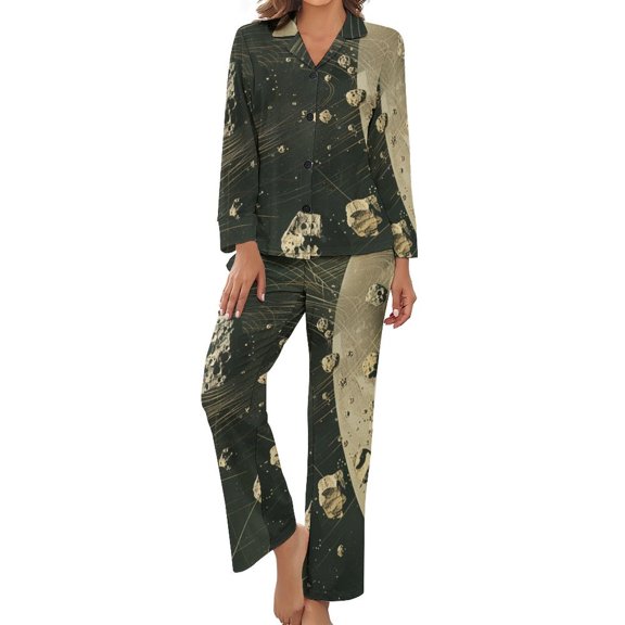 Galaxy System Women's Long Sleeve Flannel Pajama Set Sleepwear M
