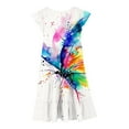 thumbnail image 4 of MIASHUI Robe Décontractée d'Été pour Filles à Imprimé Dégradé avec Manches à Volants et Encolure Ronde, Coupe Trapèze à Étages pour Enfants Bleu, 8-9 Ans, 4 of 7
