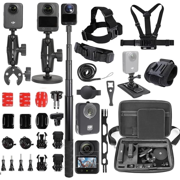 PellKing Accessories Kit for DJI Osmo 360,Included Carrying Case with Belt,2 Pcs Metal 1/4" Adapter,Handlebar Clamp,Magnetic Mount,43in Selfie Stick,