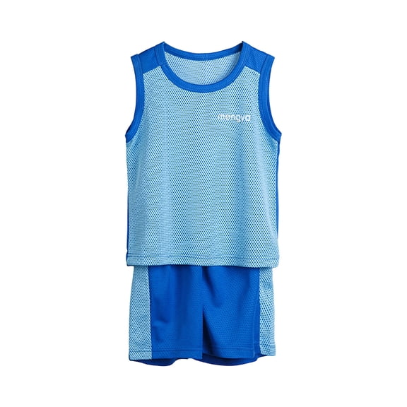 Riecok Boys Sports Tracksuit Quick Drying Tank Tops Shorts Mesh 2 Piece Short Sets Football Training Uniform
