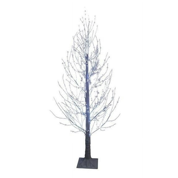 KSA 5' Pre-Lit Winter White Twig Artificial Christmas Tree, Cool White LED Lights