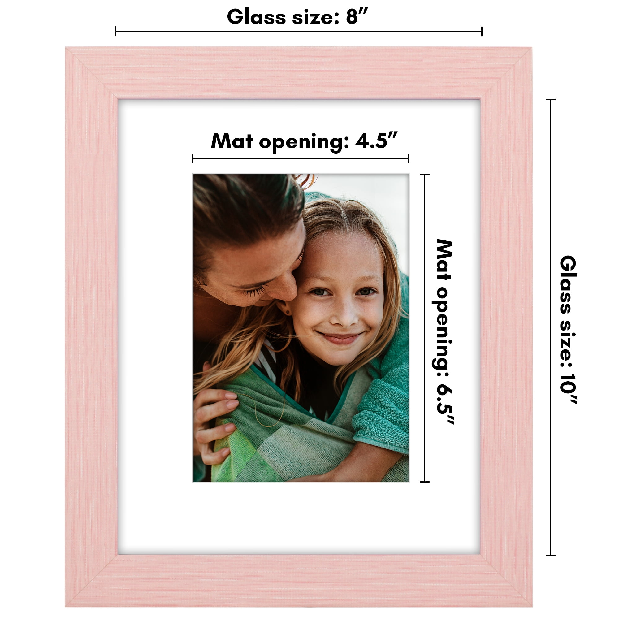 Americanflat 8x10 Picture Frame with Shatter-Resistant Glass Fits 5x7 with Mat Display Photo Hudson Distressed - Pink