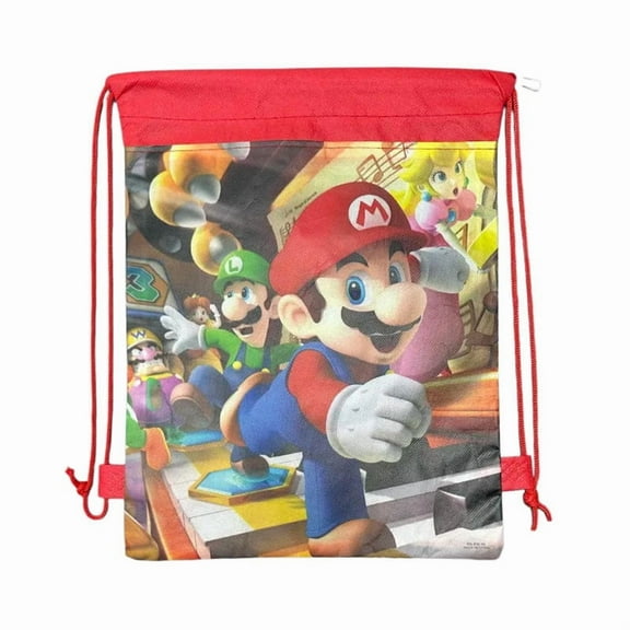 Mario non-woven fabric drawstring bag, Mario double-sided drawstring bag, children's storage bag, birthday gift bag
