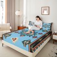 thumbnail image 4 of Homewish Blue Tribal Aztec Queen Sheet Sets for Adult, Bohemian Triangle Abstract Flat Sheet, Southwestern Queen Fitted Sheet, Breathable Home Decor, 4-Piece, 4 of 7