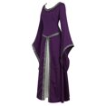 thumbnail image 4 of Lehauya Costumes de Renaissance pour Femmes Robe Médiévale Irlandaise Rétro Victorienne Robe Longue Cosplay Violet 2TG, 4 of 4