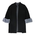thumbnail image 1 of Alfani Womens Fur Cuff Cardigan Sweater, Black, Plus Size, 0X, 1 of 1