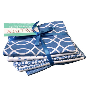 Waverly Inspirations 100% Cotton 18" x 21"  Quarter Prov Blue Fabric Bundles, 5 Pieces
