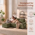 thumbnail image 3 of Ktaxon Convertible Sectional Sofa Bed, L‑Shaped Sleeper Couch with Storage Chaise, USB Port & Cup Holders, for Living Room Apartment Small Space Corduroy, Green, 3 of 7