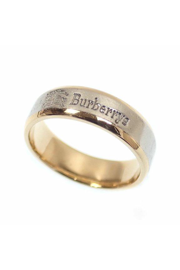 Pre-Owned Burberry design ring for women, 18K yellow gold and platinum 1000, size 7, 4.5g.