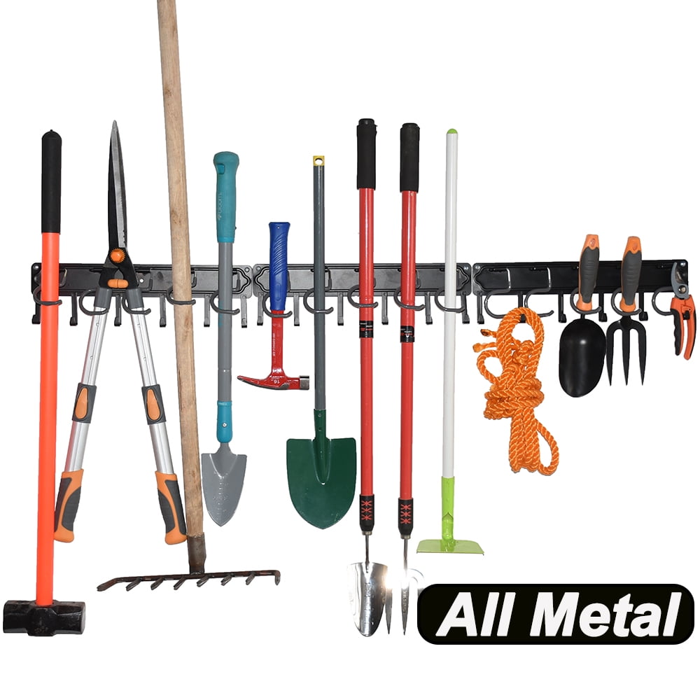 YueTong All Metal Garden Tool Organizer,Adjustable Garage Wall Organizers and Storage,Heavy Duty