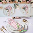 thumbnail image 2 of Cloth Napkins Set of 8 - 20x20 Inches, Easter Bunny Gnomes Washable Reusable Table Napkins, Spring Easter Eggs Floral Pink Plaid Soft & Absortbent Dining Napkin for Party Wedding Hotel Restaurant, 2 of 8