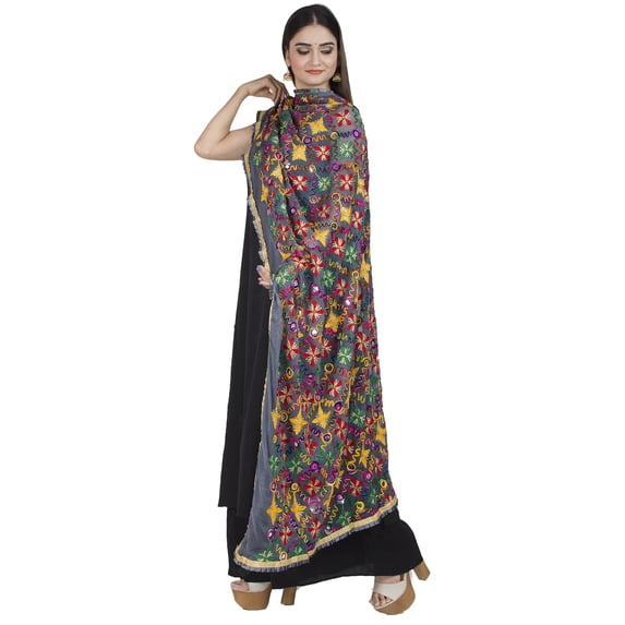 Chandrakala Dupattas for Women Soft Lightweight Chiffon Dupatta Shawl Scarf Wrap Chunni,Gray (D225GRA)