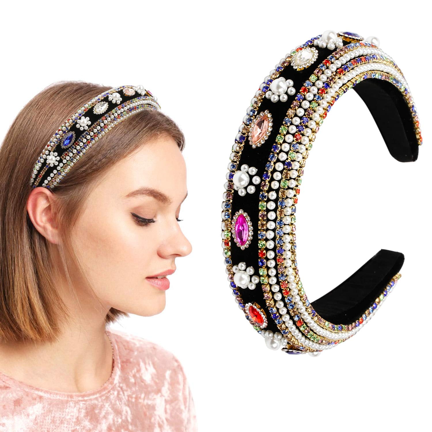 Women Girls Velvet Headband Padded Hairband Wide Hair Hoop Headpiece Accessories 