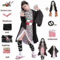 thumbnail image 2 of Anime Kamado Nezuko Cosplay Costume Demon Slayer Cosplay Uniform Clothes Kimono Wig Props Set Halloween Costume for Kids Adult, 2 of 5