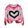 thumbnail image 5 of Hoodless Sweatshirts for Women Round Neck Love Heart Casual Sports Long Sleeve Sweatshirt Pullover Tops, 5 of 9