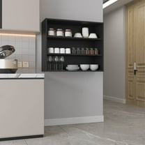 Wall Shelf for Kitchen Organization: 3 Tier, Black, 12"L x 36"W x 30"H