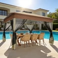 thumbnail image 5 of COBIZI 13x13 Pop-Up Gazebo with Mosquito Netting, Outdoor Patio Canopy Tent with 2-Tier Ventilated Roof, 3 Adjustable Heights, Provides 169 Sq Ft Shade, Beige, 5 of 12