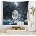 thumbnail image 6 of Forest Tapestry, Full Moon at Night in Forest Winter Time Dramatic Days Lunar Photo Composition, Wall Hanging for Bedroom Living Room Dorm Decor, 60" X 80", Blue Black Yellow, 6 of 7