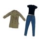 thumbnail image 4 of Chaqueta, camiseta, pantalones cortos vaqueros, ropa para muñecas de acción femenina, escala 1/6, color negro Caqui, 4 of 9