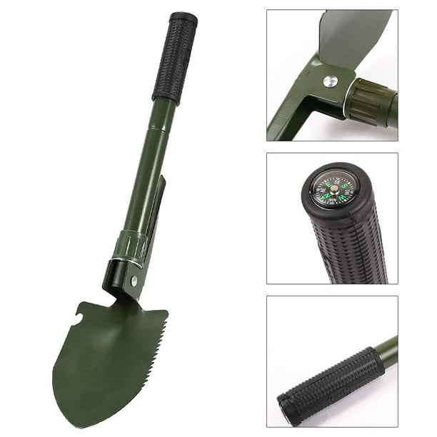 Pala plegable para exteriores, pala multifuncional de acero al carbono para acampar, pala plegable para acampar con bolsa de almacenamiento, pala para niños para actividades de supervivencia