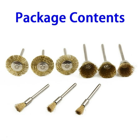 

9pcs/Set 22mm 18mm 6mm Brass Wire Polishing Brushes Wheels Rotary 1/8 Shank