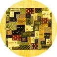 thumbnail image 1 of Ahgly Company Machine Washable Indoor Round Abstract Yellow Contemporary Area Rugs, 7' Round, 1 of 4