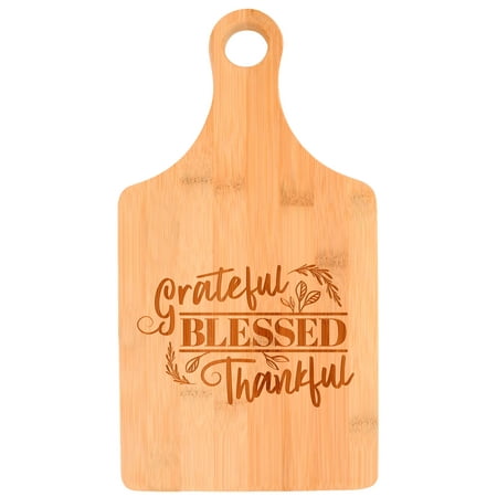

ThisWear Thanksgiving Party Decorations Grateful Blessed Thankful Fall Theme Word Art Paddle Shaped Bamboo Cutting Board