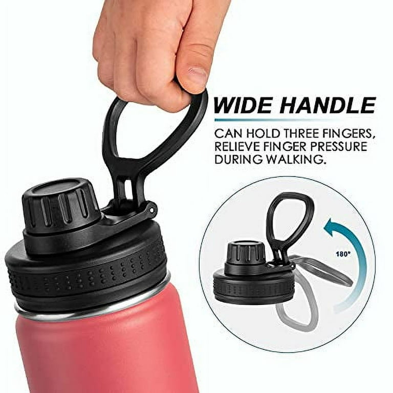 koodee 16 oz Water Bottle Stainless Steel Double Wall Vacuum Insulated Water Bottle Wide Mouth Flask with Leakproof Straw Lid (Light Pink)