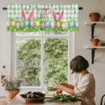 thumbnail image 6 of Easter Rod Pocket Curtain Valance, Spring Easter Eggs Bunny Butterflies Green Plaid Farmhouse Window Valance for Living Room, Bedroom, Kitchen 42"W x 12"L, 6 of 9