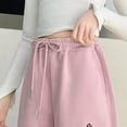 thumbnail image 7 of NIEWTR Girls Casual Straight Leg Pants Wide Loose Fit Lounge Sweatpants Elastic Waist Drawstring Joggers with Pockets Spring（A01-Pink,6-7 Years), 7 of 7