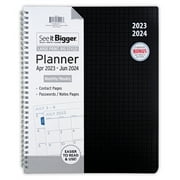 See It Bigger Monthly & Weekly Planner, April 2023 - June 2024 (9.75" x 11") Black