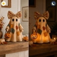 thumbnail image 2 of Lighted Vintage Patchwork Ghost, Light Up Ghost with Pumpkin Lantern Halloween Decor, 2027 Vintage Halloween Patchwork Ghosts Lamp, Rustic Fall Figurine Decoration for Mantel Shelf Entryway Porch, 2 of 9