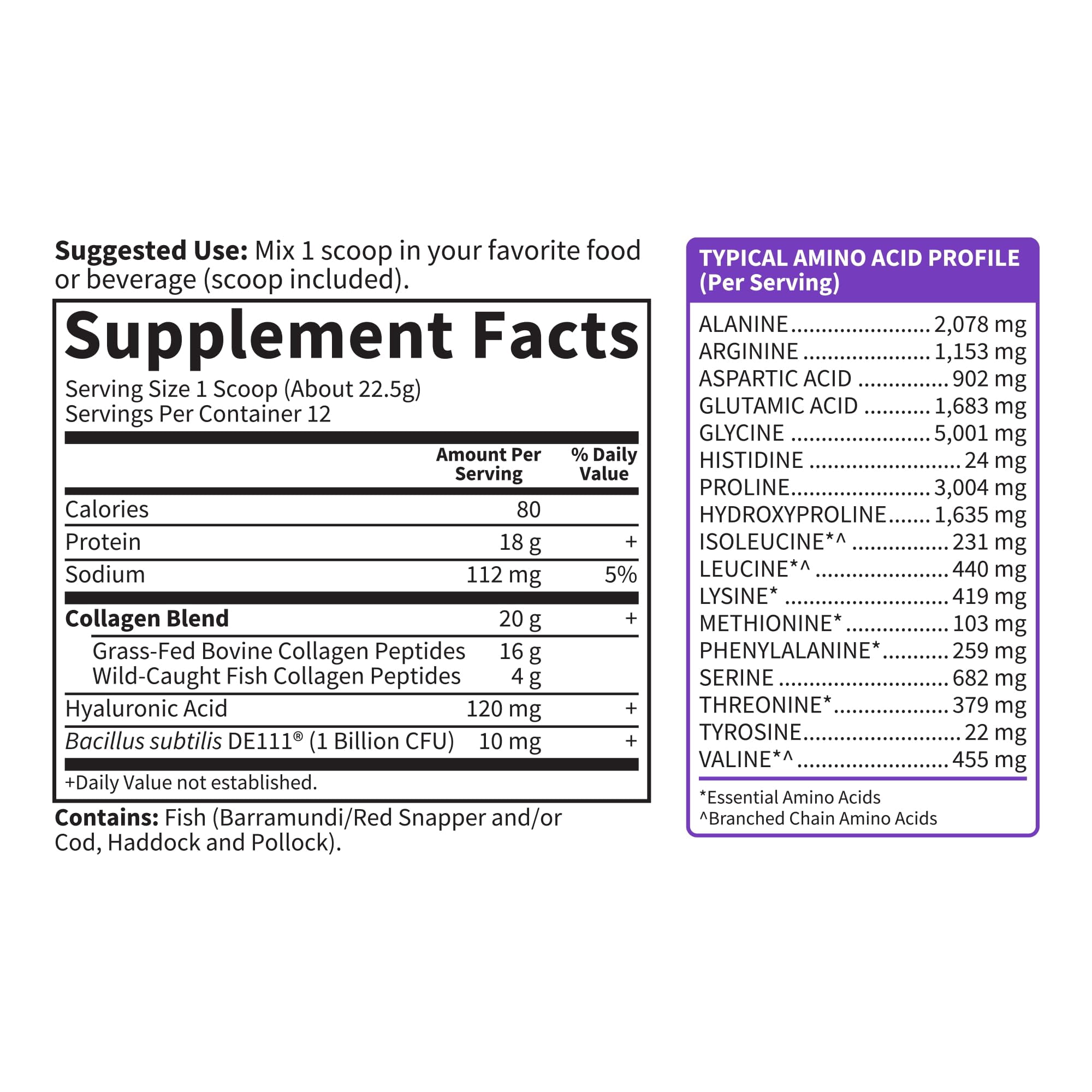 Garden of Life Wild Caught & Grass Fed Collagen Hyaluronic Acid, 12 Servings